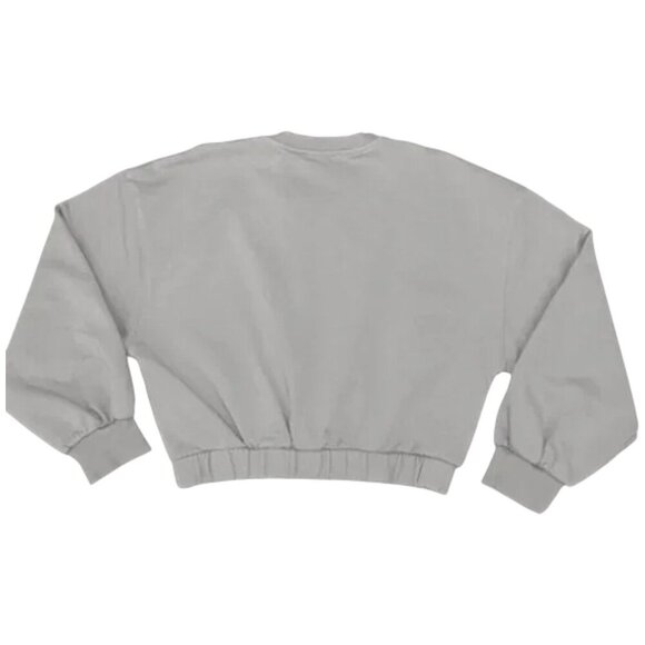 Zara Cropped Gray Sweatshirt Elastic Hem Long Sleeve Pullover Casual Top M - Picture 5 of 8